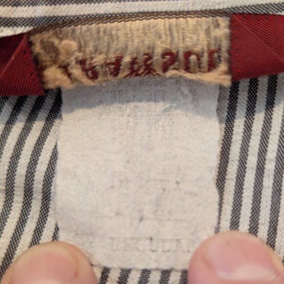 VTG Para Suit Coverall Men's Short-Sleeve Belted 52 Regular White/Gray striped - Picture 11 of 11